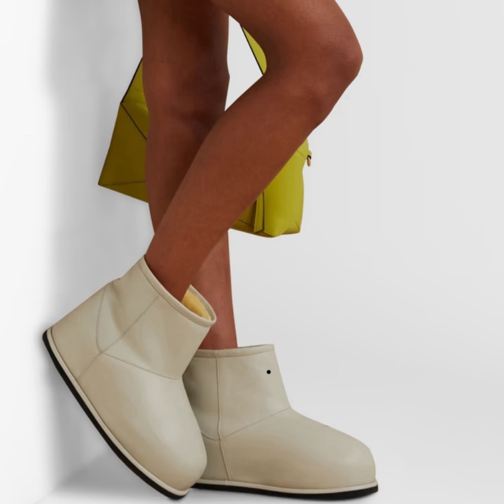 Amina Muaddi Heidi shearling-lined leather platform ankle boots